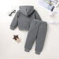 Happy Town Toddler Fall Outfits For Girl Boy Long Sleeve Hoodie Top And Long Sweatpants Set Toddler Sweatsuit (Solid Color-Dark