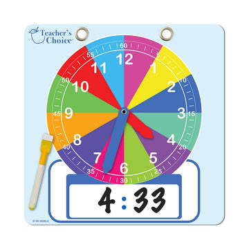Teachers Choice Writable Dry Erase Learning Clock | Large 12 Demonstration Teaching Time Practice Clock with Dry Erase Writing 