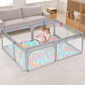 Dripex Baby Playpen, 71'  47' Play Pens For Babies And Toddlers, Safe Anti-Fall Play Yard With Gates, Baby Fence With Breathab