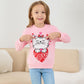 Akyzic Cat Sweatshirt For Girls Long Sleeve Crewneck Heart Print Shirt Toddler Valentines Day Outfit Love Tops Kids Heart Sweate