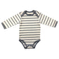 123 Bear Baby 3-Pack Soft Cotton Spandex Bodysuits (Gray Stripes 2 Long-Sleeve, Newborn)