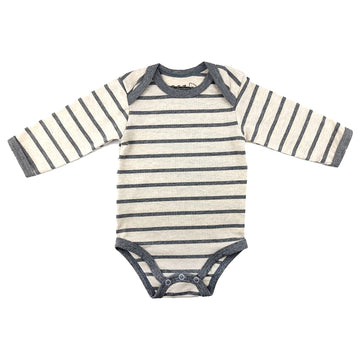 123 Bear Baby 3-Pack Soft Cotton Spandex Bodysuits (Gray Stripes 2 Long-Sleeve, Newborn)