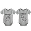 Ysculbutol Baby Twins Bodysuit Drinking Buddies Baby Twin Romper Boy Outfits Girl Jumpsuits Baby Triplets Set(Grey 3-6M)