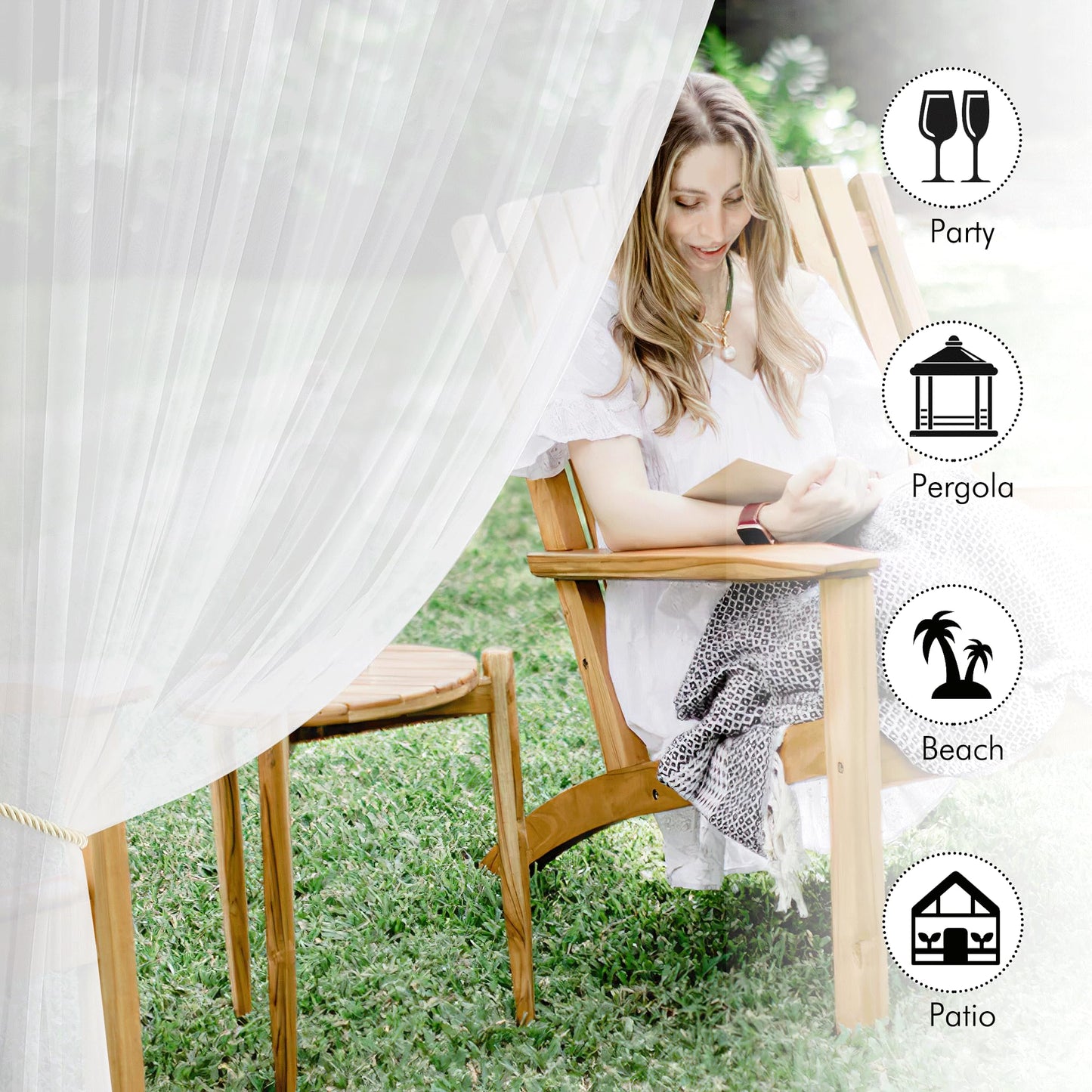 Nicetown 2 Panels Outdoor Mosquito Netting For Patio Waterproof, Extra Wide 118' Airy Mesh Net Outdoor Sheer Curtains Privacy,