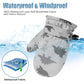 Fynnsure Toddler Mittens Baby Waterproof Snow Gloves Kids Ski Snow Gloves Cold Weather Mittens For Boys Girls Gray Dinosaur 2-4