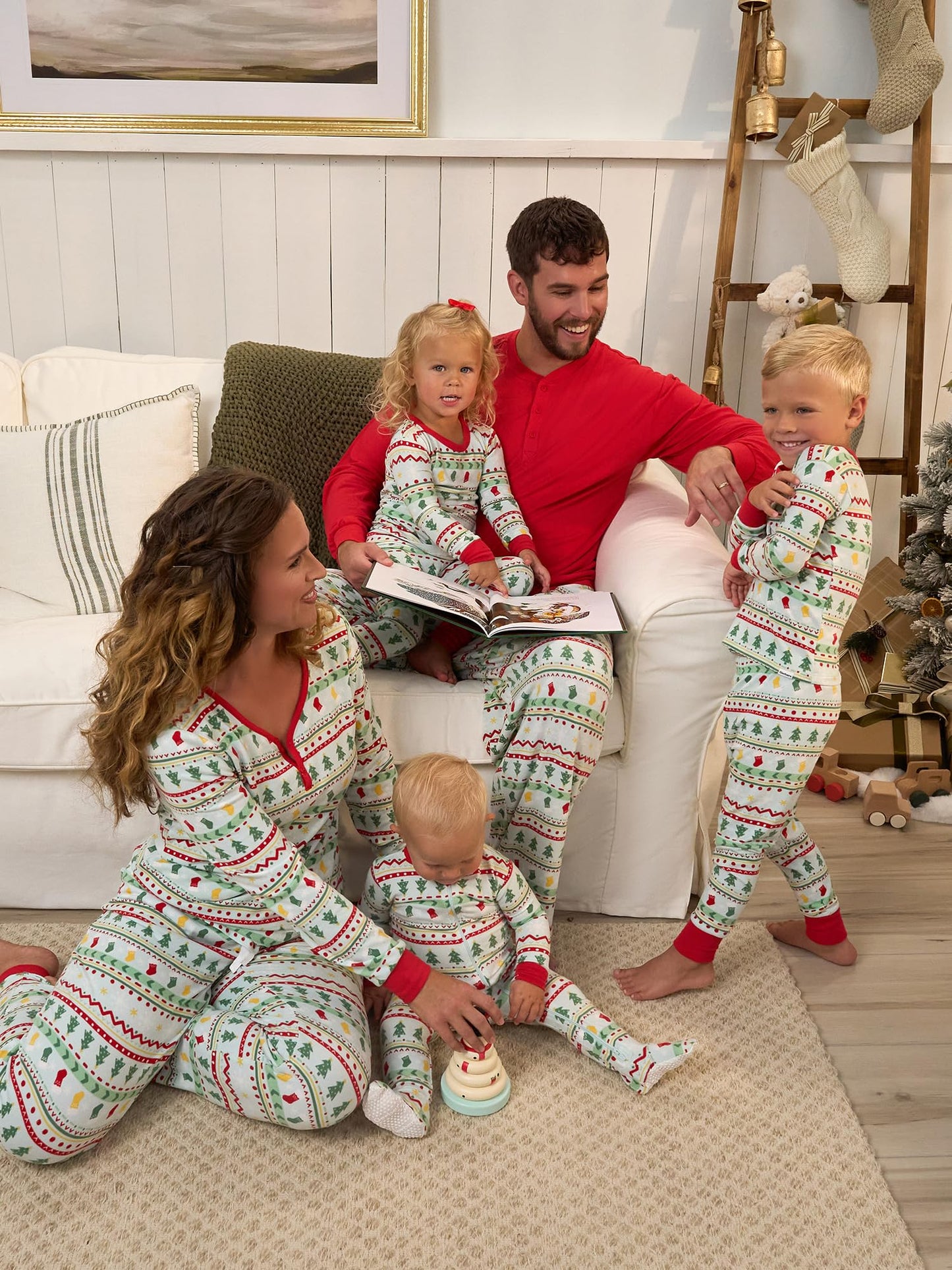 Gerber Unisex Baby Toddler 1-Piece Holiday Family Matching Pajamas, Oh What Fun Fairisle