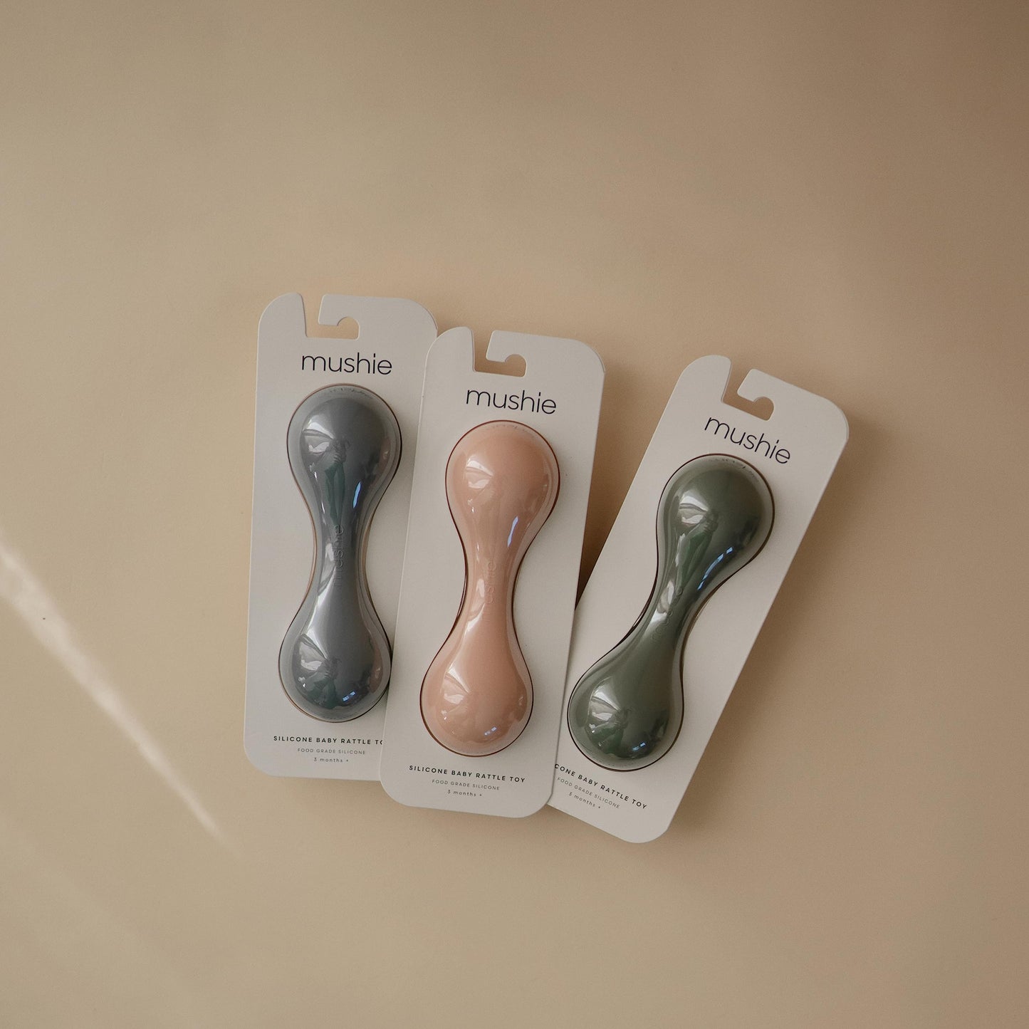 mushie Silicone Baby Shaker Rattle Toy | Ages 3+ Months (Natural)
