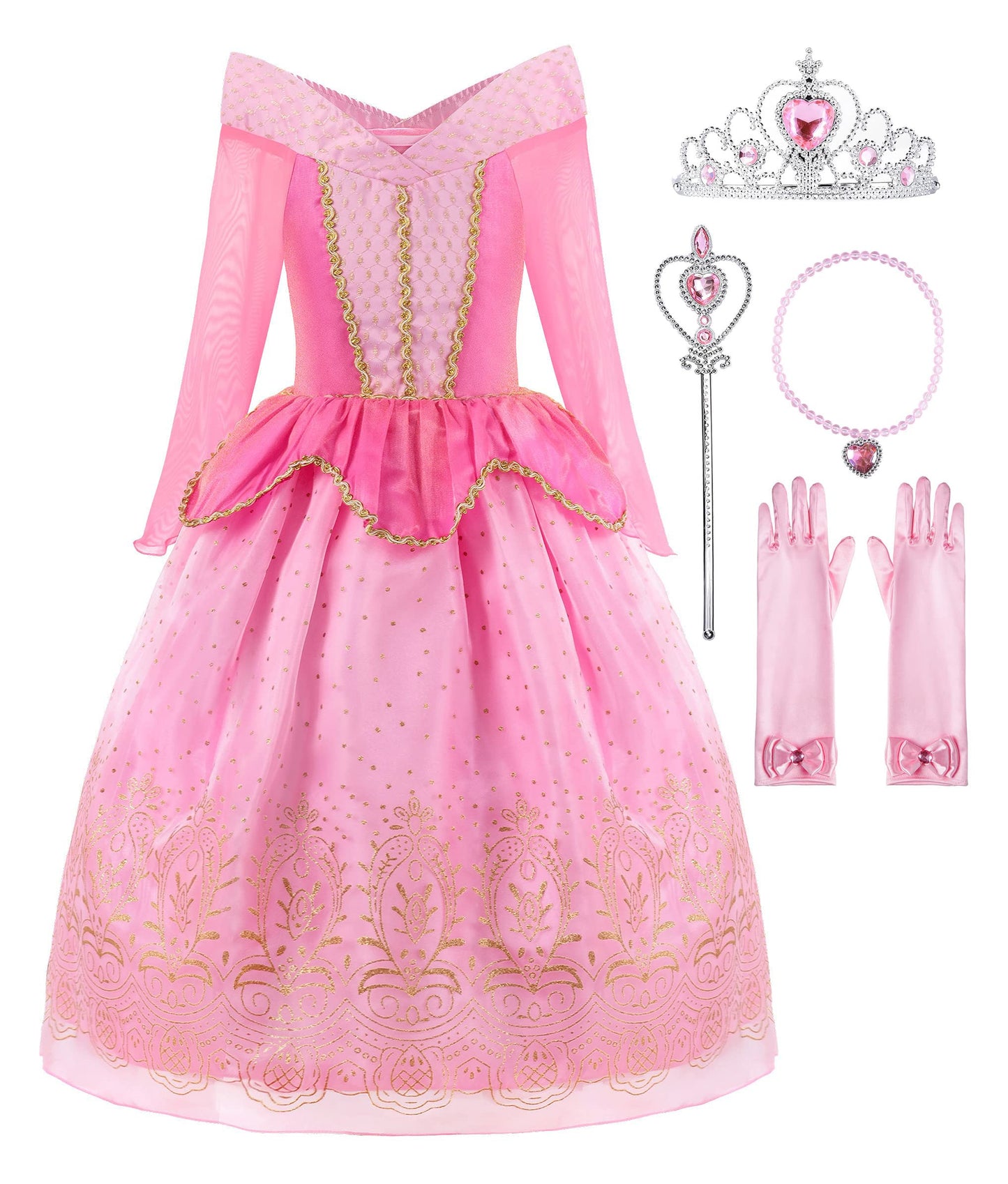 Relibeauty Little Girls Princess Dress Up Costume With Accessories, 3T (100), Pink