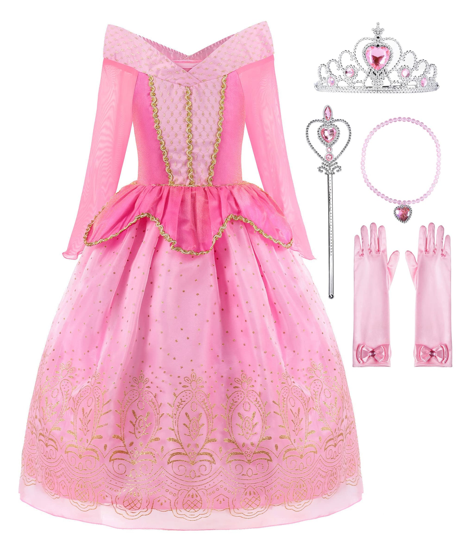 Relibeauty Little Girls Princess Dress Up Costume With Accessories, 3T (100), Pink
