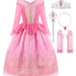 Relibeauty Little Girls Princess Dress Up Costume With Accessories, 5 (130), Pink