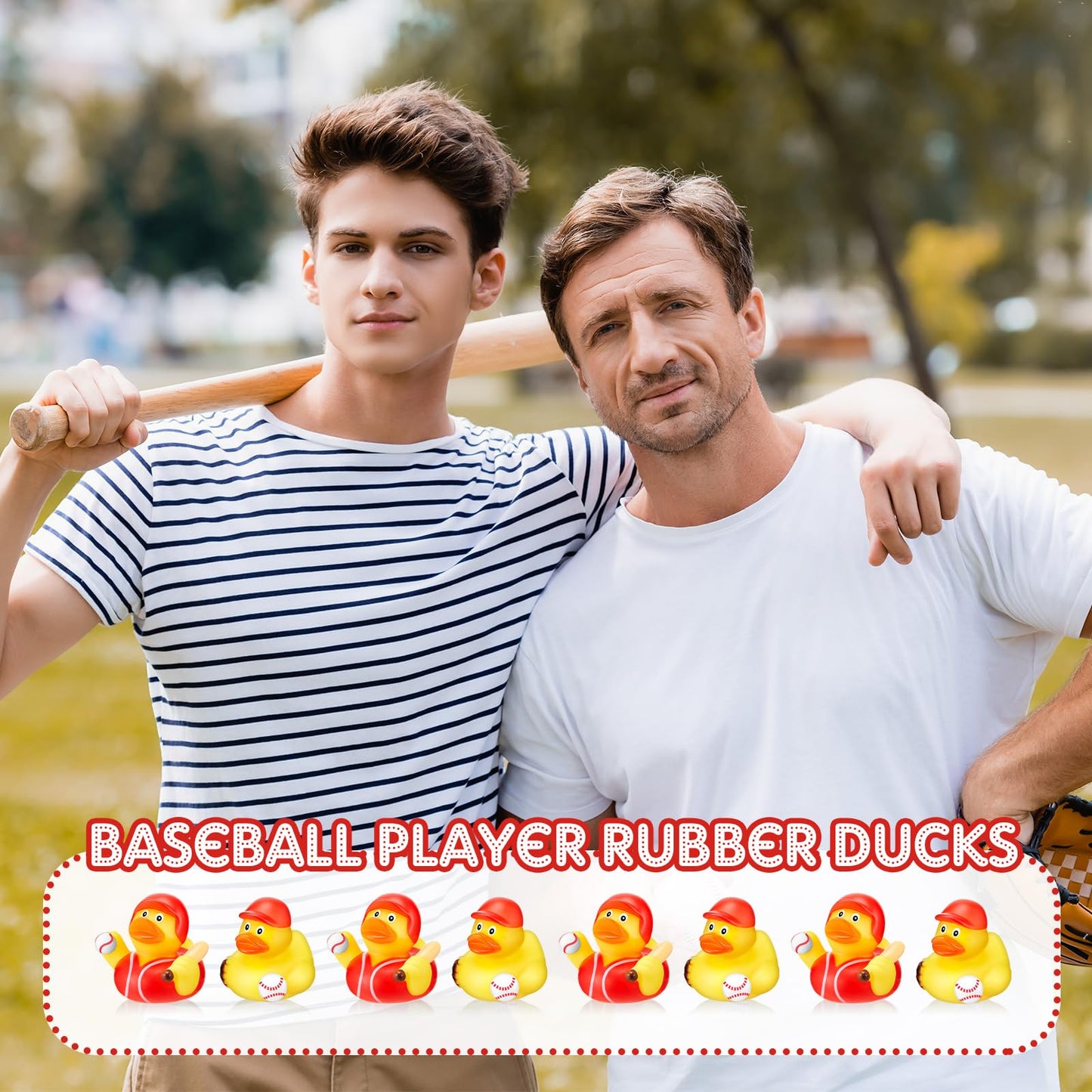 DEEKIN 48 Pcs Baseball Player Rubber Ducks 2 Inch Middle Baseball Theme Party Favors for Team Gift Decoration Yellow Rubber Duck