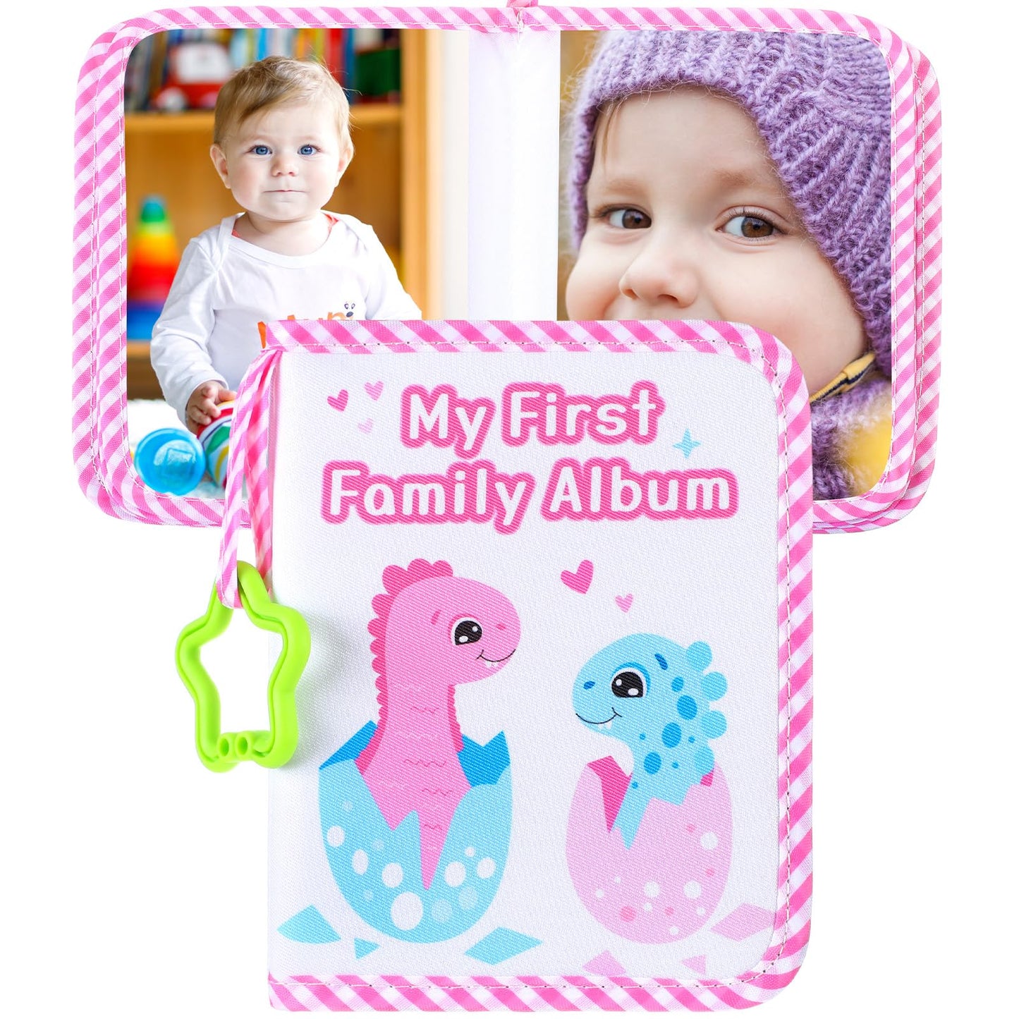 Reallnaive Baby Photo Album Holds 17 4X6 Pictures My First Soft Cloth Family Photo Book With Name Tag Stickers Fabric Kid Memory