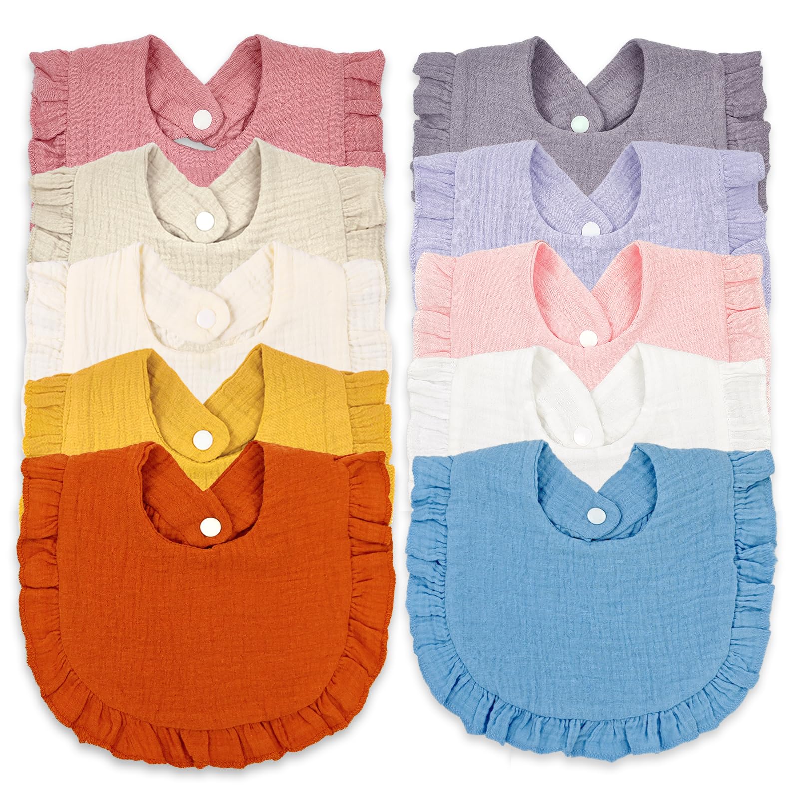 Elliehouse Baby Bibs For Girls Boys 10 Pack Muslin Drooling Teething Drool Teeth Bibs Muslin Cotton Soft Bibs For Infant Toddler