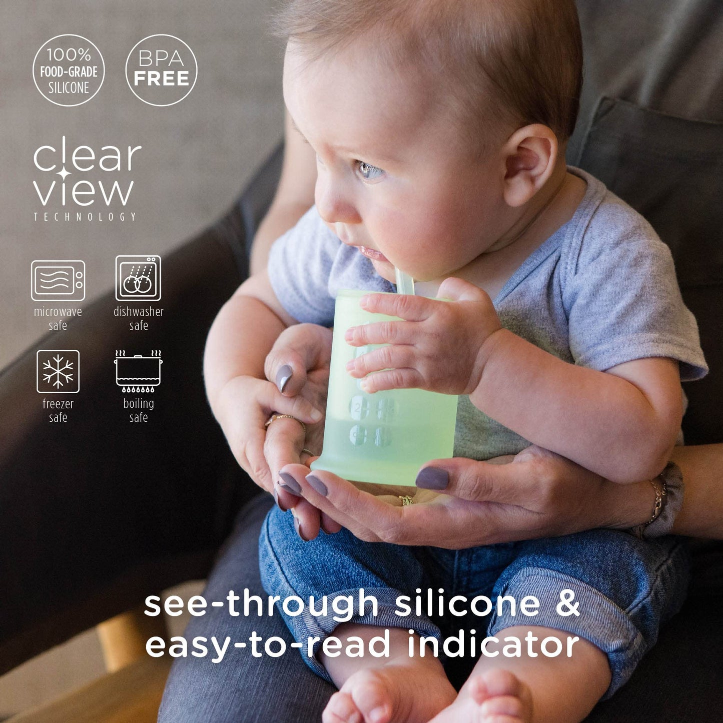 Olababy Silicone Training Cup With Straw Lid | Babies Water Drinking Cup | 6+ Mo Infant To 12-18 Months Toddler | Sippy Cup For