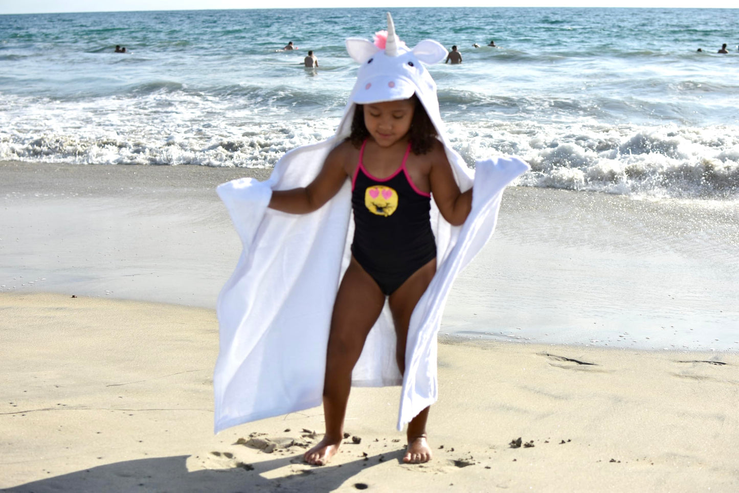 Yikes Twins Hooded Baby Towel For Kids 2-8 | Large 100% Cotton Baby Towel For Girls Or Boys In White | Cute Unicorn Bath Towels