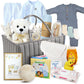 New Baby Boy Gift Basket | Unique Gift Set in a foldable diaper bag for a New MOM Light Blue Gift Set. Welcome Baby Care Package