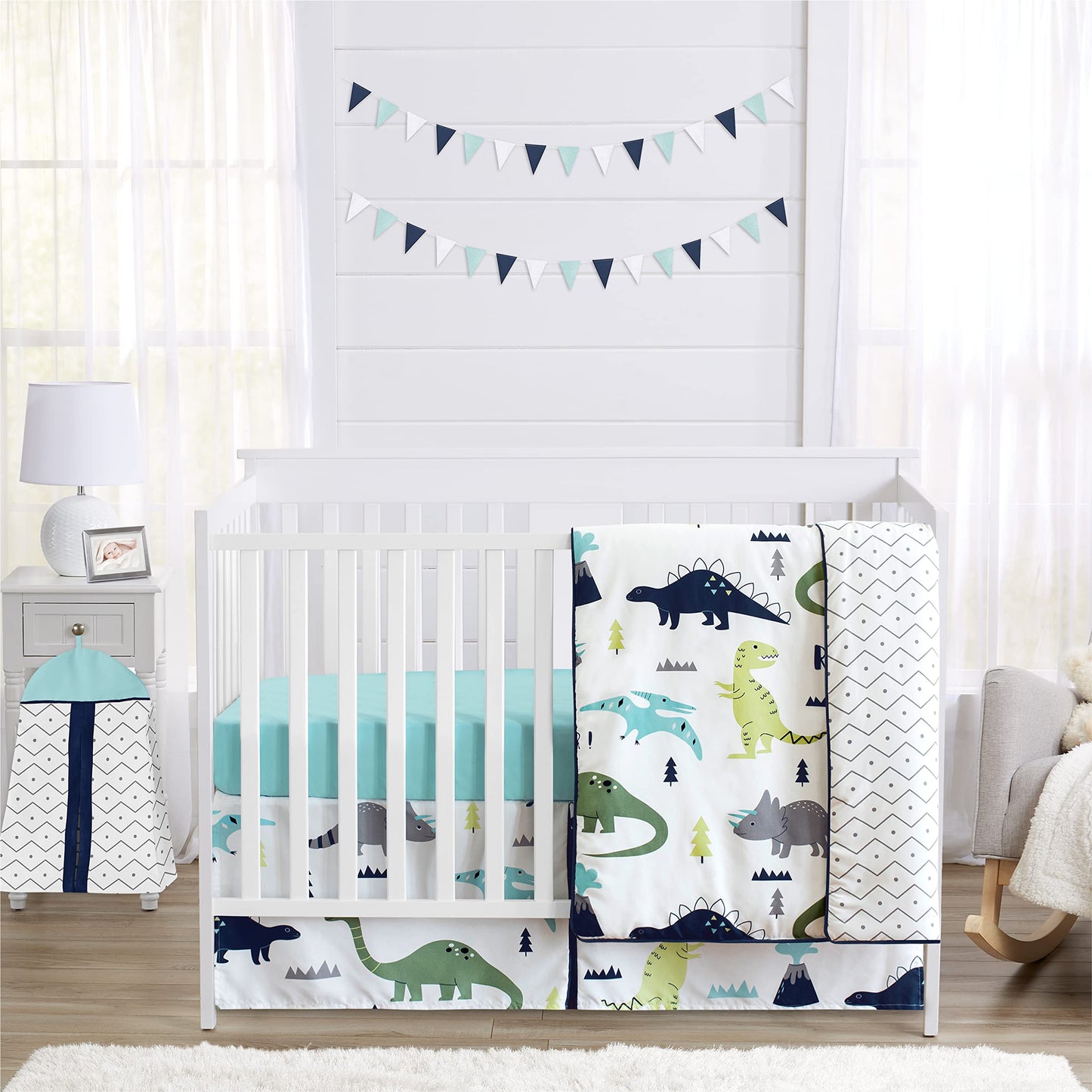 Sweet Jojo Designs Blue And Green Dino Playmat Tummy Time Baby And Infant Play Mat For Mod Dinosaur Collection