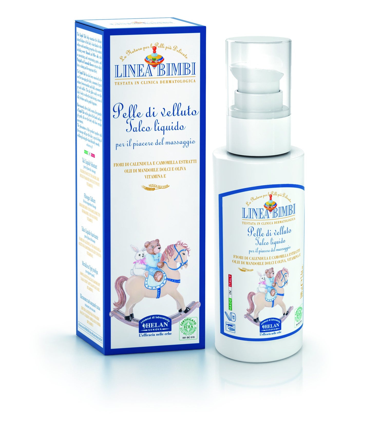 Helan Linea Bimbi - Liquid Talcum Powder for Babies with Vitamin E, Sweet Almond Oil, Calendula - Gentle & Moisturizing Baby Pow