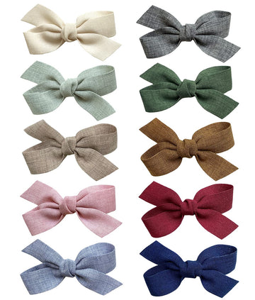 Baby Girls Hair Bows Clips, 10Pcs Boutiques Barrettes Fully Lined Alligator Clips Hair Accessories For Infants Toddlers Fine Hai