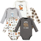 Touched By Nature Unisex Baby Organic Cotton Long-Sleeve Bodysuits, Boy Woodland Alphabet, 9-12 Months