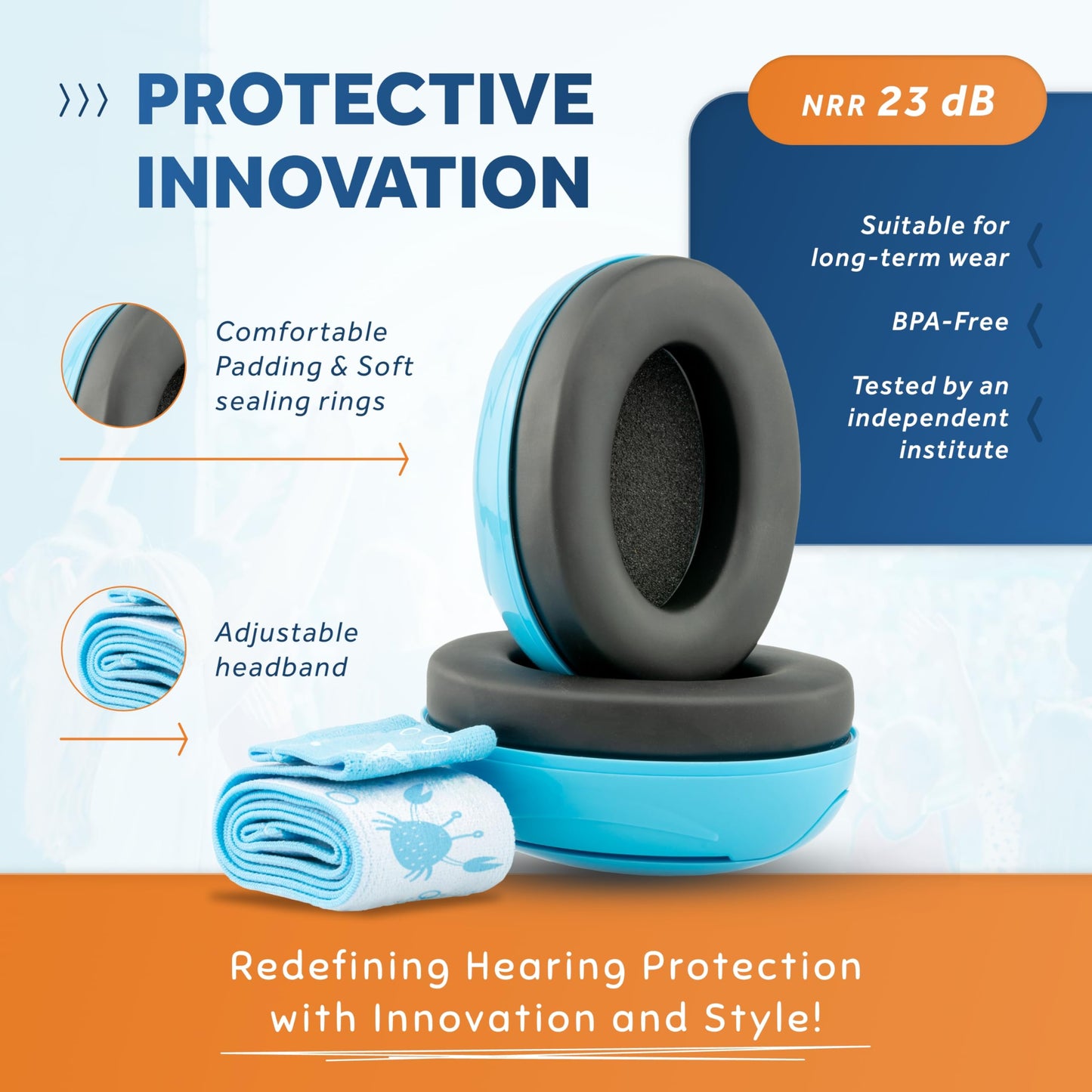 Schallwerk  Mini+ Baby Ear Muffs (Sky Blue) - Noise Protection For Babies, Infants, Toddlers - Ce & Ansi Certified - Kids Noise