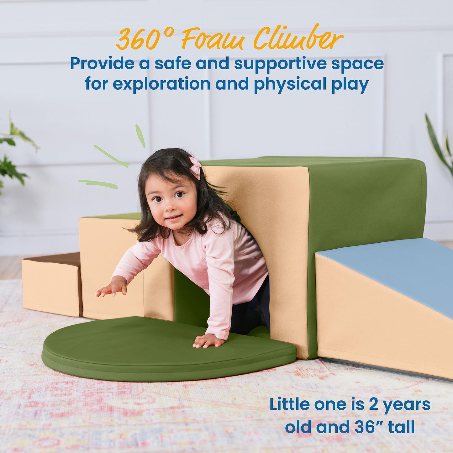 Ecr4Kids Softzone Single Tunnel Maze, Toddler Playset, Earthtone, 6-Piece