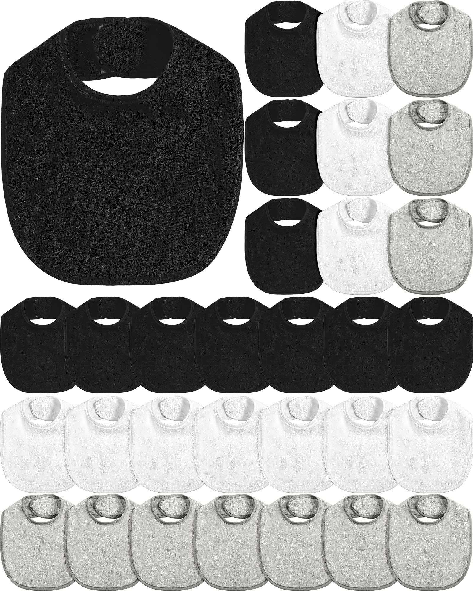 JaGely 30 Pcs Baby Drool Bibs for Boys Girls Multicolor Cotton Waterproof Feeder Newborn Teething and Drooling (White,Light Gray