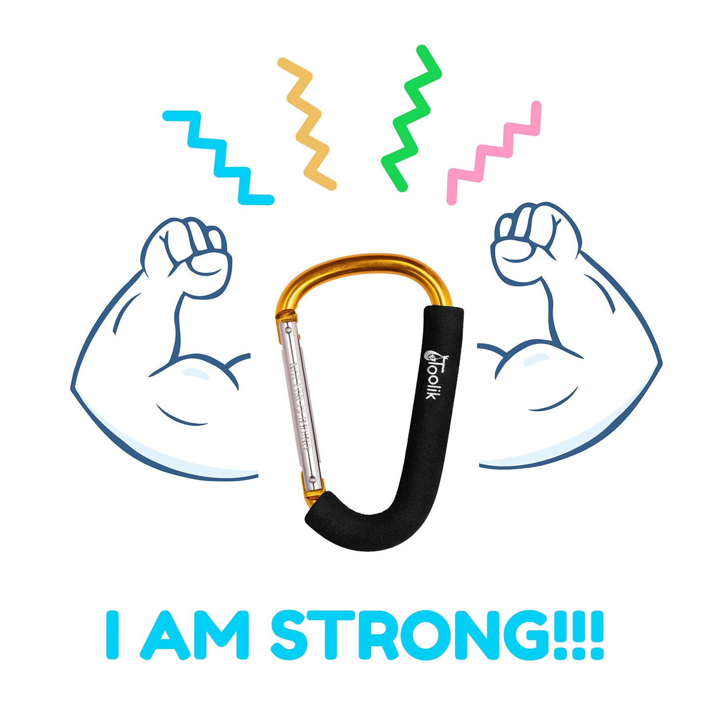 Toolik X-Large Baby Stroller Organizer Hook Clip For Hanging Diaper Bags (Gold)