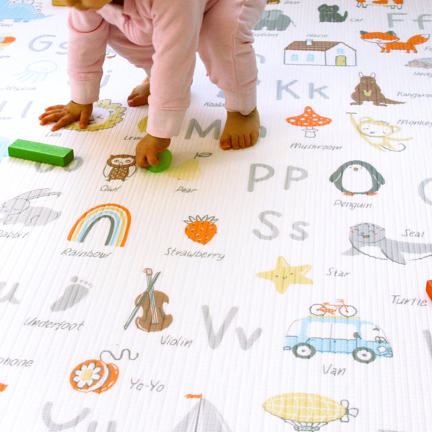 Cushmat Stylish Reversible Foam Play Mat (Large, Alpha - Palm Char) - Soft, Waterproof, Durable Play Mat For Infants, Babies, To