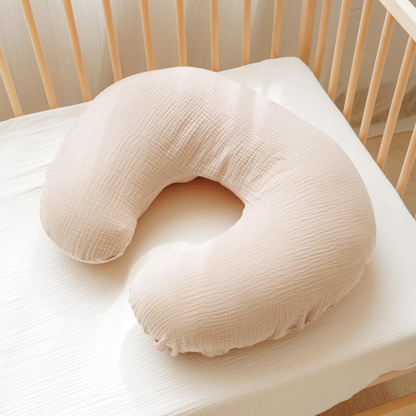 Konssy 2 Pack Muslin Nursing Pillow Covers, Soft And Adorable Nursing Cover For Breastfeeding Pillows, Pillow Slipcover For Baby