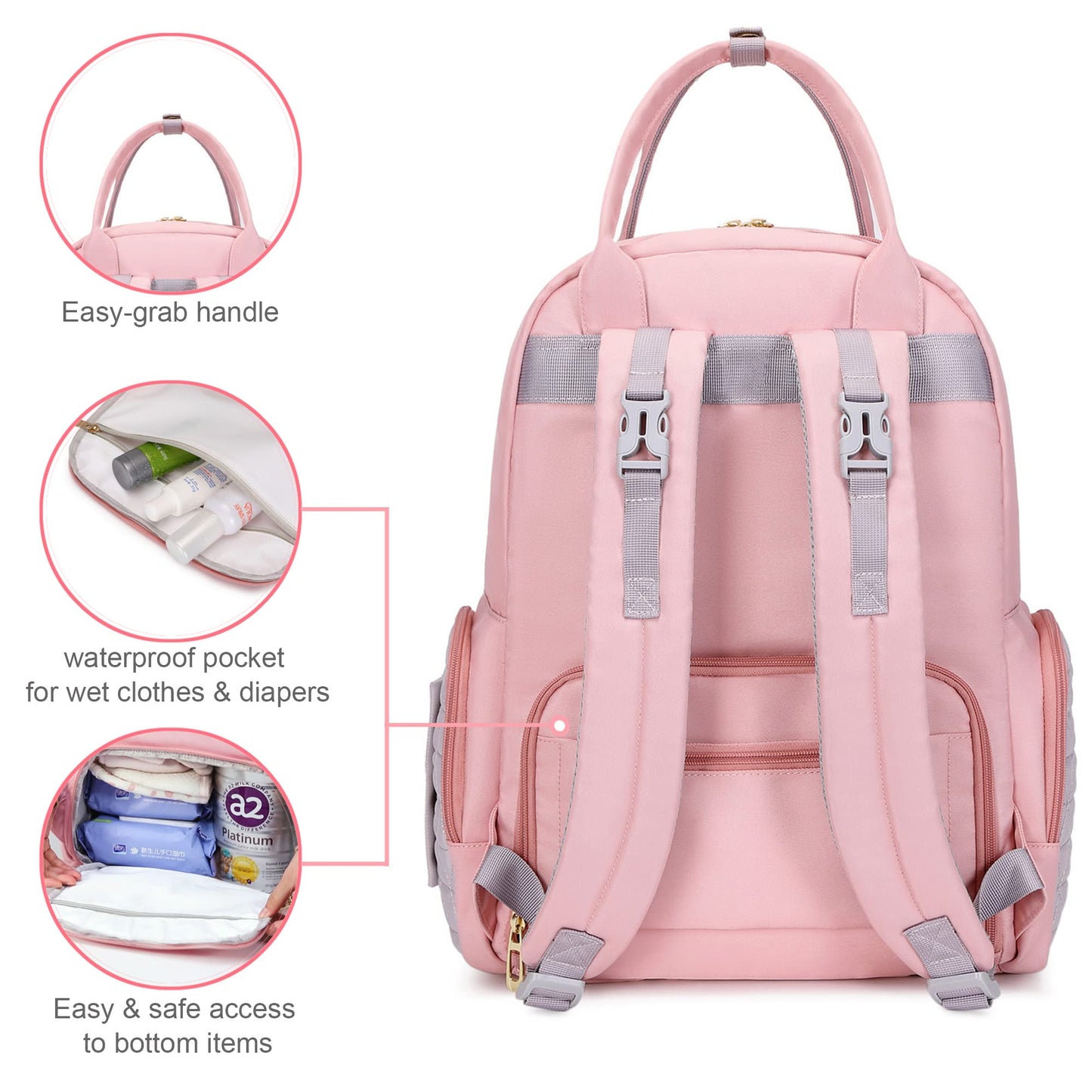 Diaper Bag Backpack Pink Baby Show Gifts For Girl Newborn Must Haves For Hospital