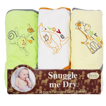 Frenchie Mini Couture, Hooded Bath Towels For Babies, 80% Cotton/20% Polyester, Wild Animal Design Baby Bath Towel Set, Pack Of