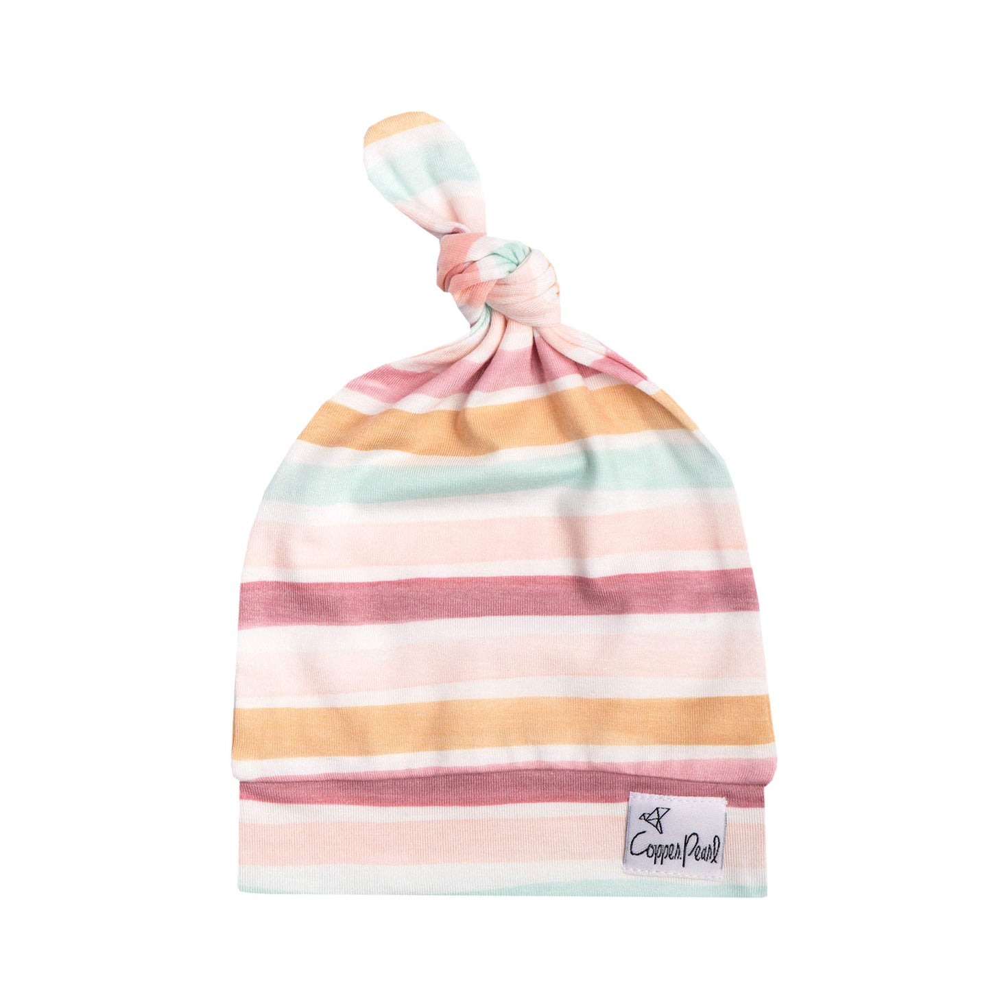 Baby Beanie Hat Top Knot Stretchy Soft'Belle' By Copper Pearl
