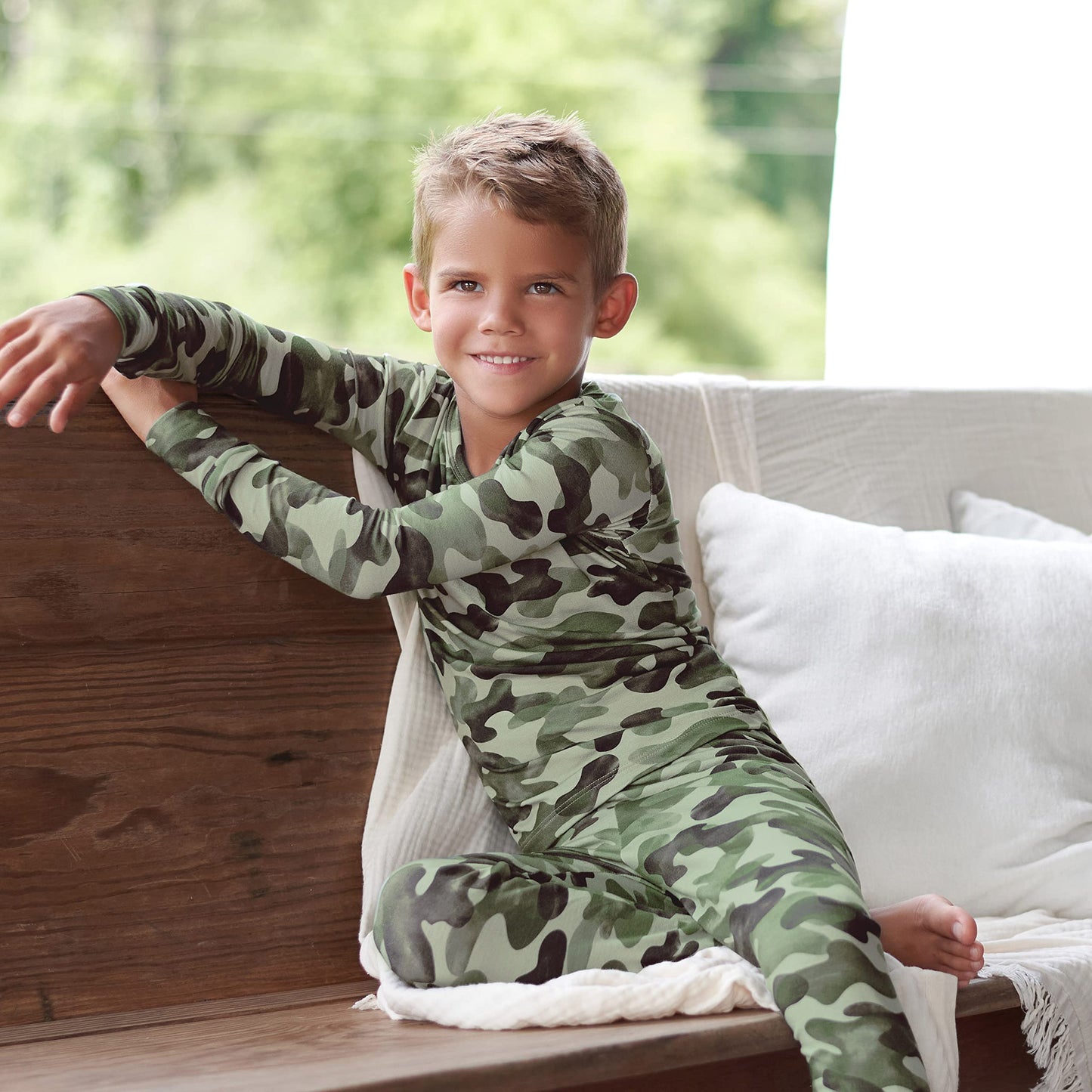 Gerber Unisex Baby Toddler Buttery Soft 2-Piece Snug Fit Pajamas With Viscose Made From Eucalyptus, Camo, 2T