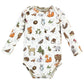 Touched By Nature Unisex Baby Organic Cotton Long-Sleeve Bodysuits, Girl Woodland Alphabet, 0-3 Months
