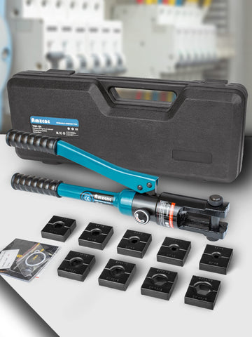 Portable Hydraulic Crimping Tool Range 8 Awg-40 Awg For Cable Lugs Quick Hydraulic Pliers With 9 Pairs Crimping Dies