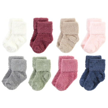 Hudson Baby Unisex Baby Cotton Rich Newborn And Terry Socks, Solid Wild Rose Pink, 6-12 Months