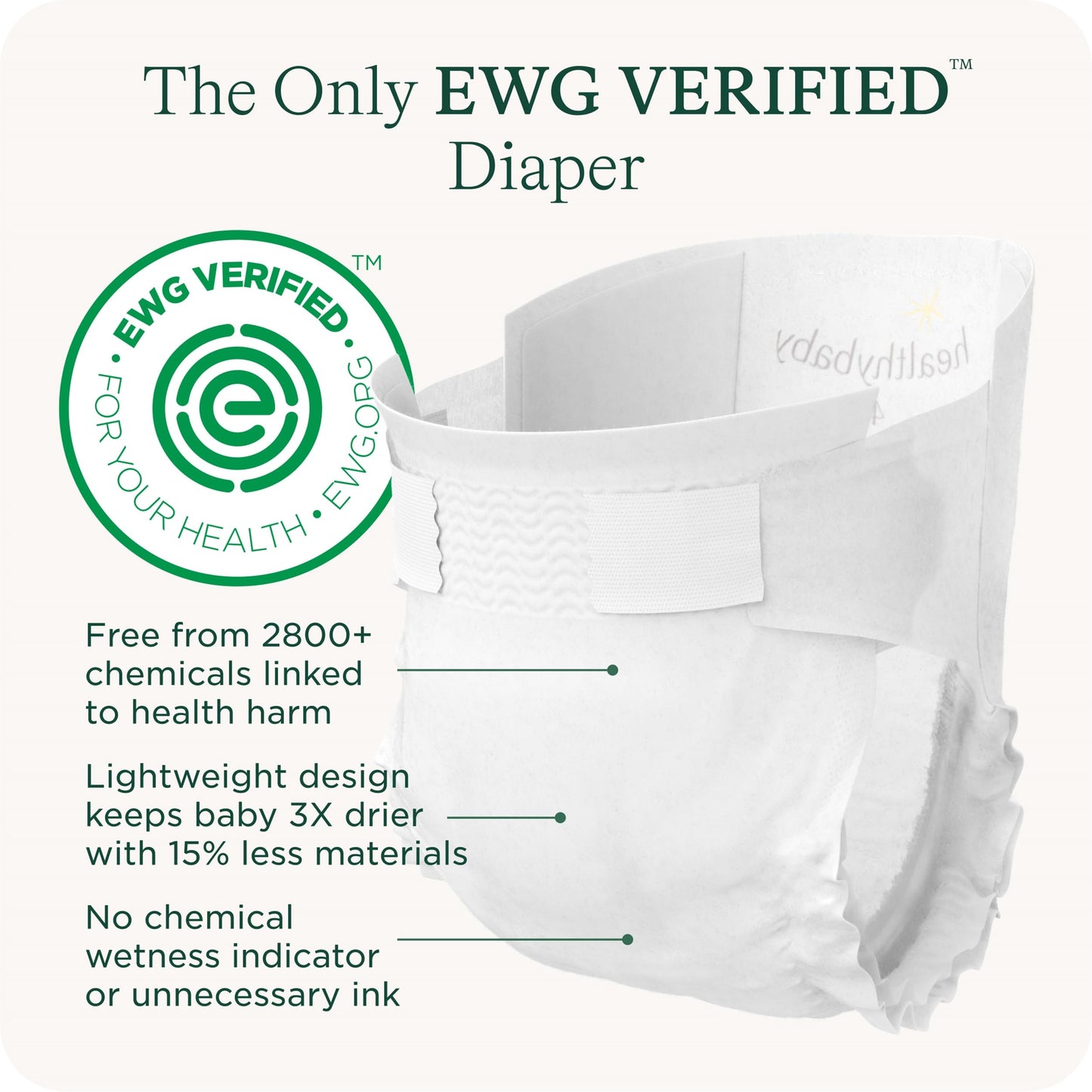 Healthybaby Our Diapers | Ewg Verified Safe & Plant-Based Diapers | Absorbent For Leak Protection | Soft Organic Cotton Shell |