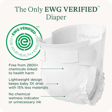 Healthybaby Our Diapers | Ewg Verified Safe & Plant-Based Diapers | Absorbent For Leak Protection | Soft Organic Cotton Shell |