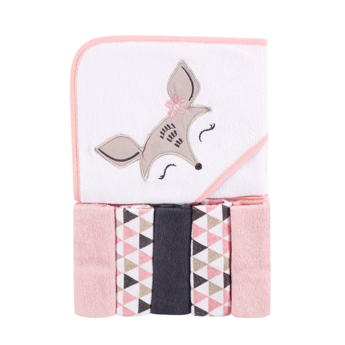 Luvable Friends Unisex Baby Hooded Towel With Five Washcloths, Deer, One Size