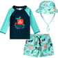 Toddlers And Baby Boys' 3-Piece Swimsuit Trunk Rashguard Set And Sun Hat Swimwear Bathing Suit Sunsuit Swim Shirt Upf 50+ Pirate
