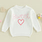 Baby Girl Cute Long Sleeve Crew Neck Love Embroidery Sweater Toddler Valentine Day Outfits (White Sweet, 12-18 Months)