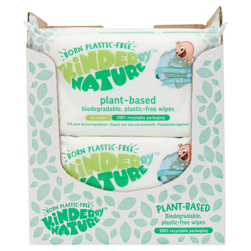 Kinder by Nature Plant Based Baby Wipes - 100% Biodegradable & Compostable, 672 Count (12 Packs of 56) - 99% Plant-Based Ingredi