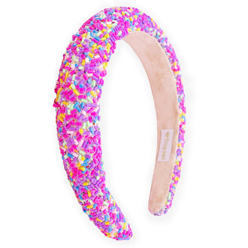 FROG SAC Sprinkle Headbands for Girls, Purple Padded Confetti Head Band for Kids, Thick Puffy Hair Bands for Children, Wide Litt