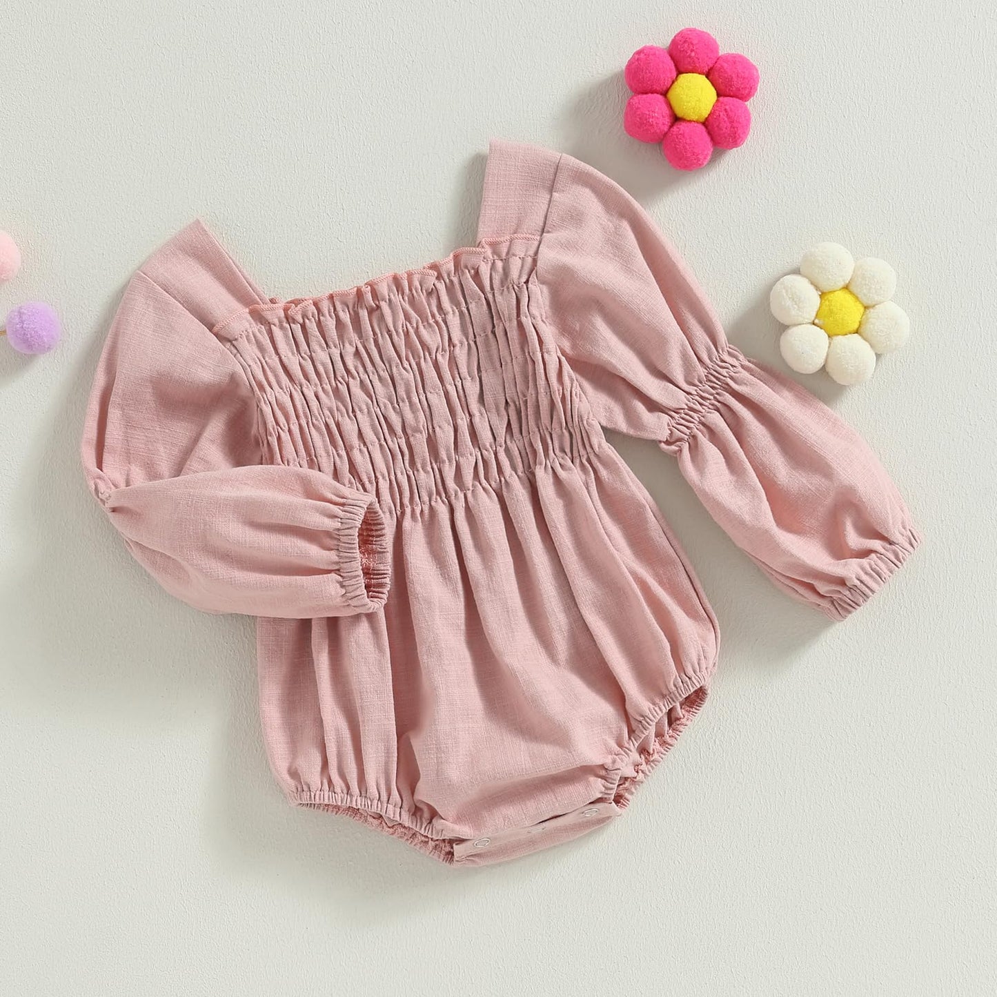 Mersariphy Infant Baby Girl Romper Ruffle Sweatshirt Romper Floral Festival Clothes Baby Fall Winter Outfits (Pink, 12-18 Months