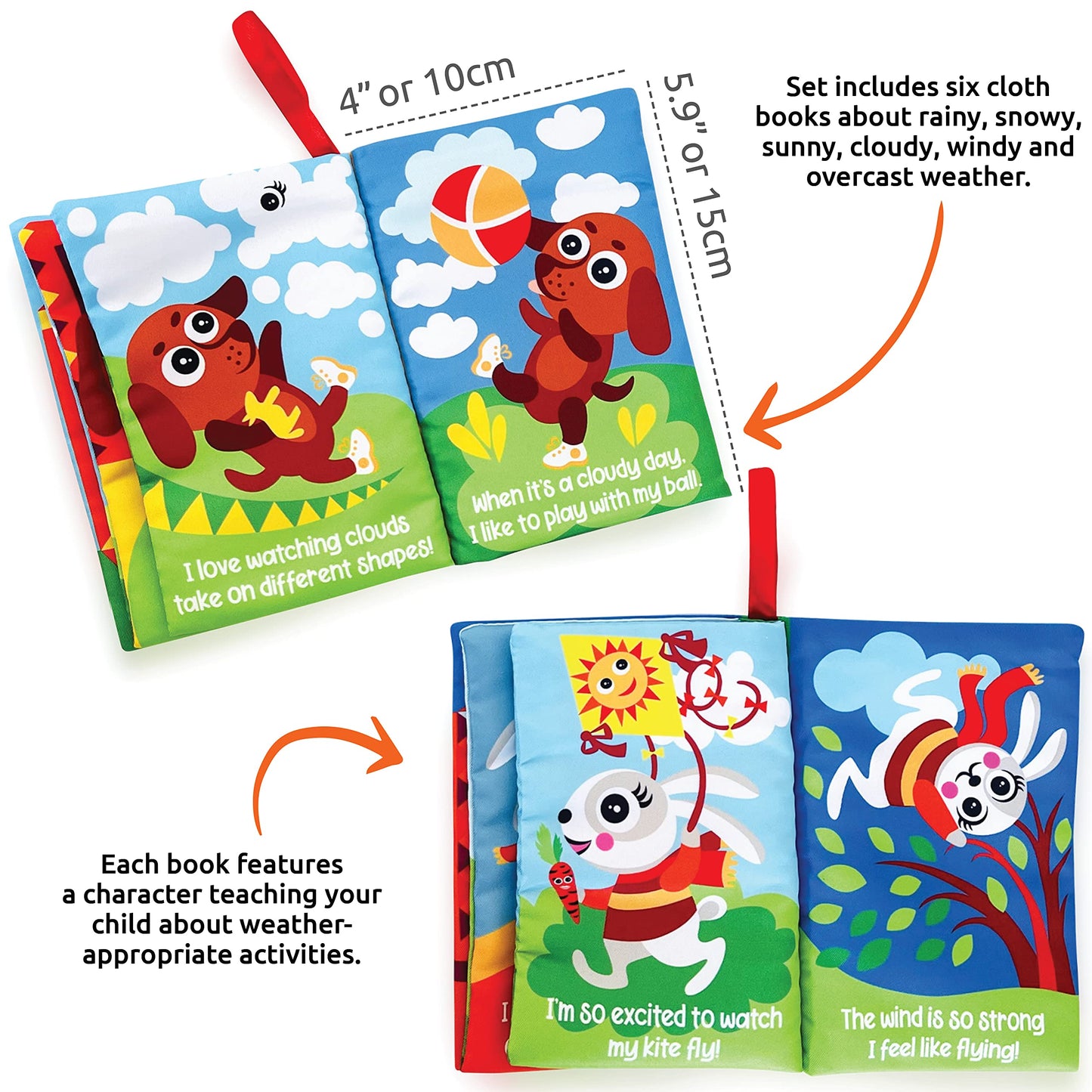 Cloth Books for Babies Weather Themed- Soft Baby Books Features Characters About Weather - Soft Baby Toys for Learning and Brain