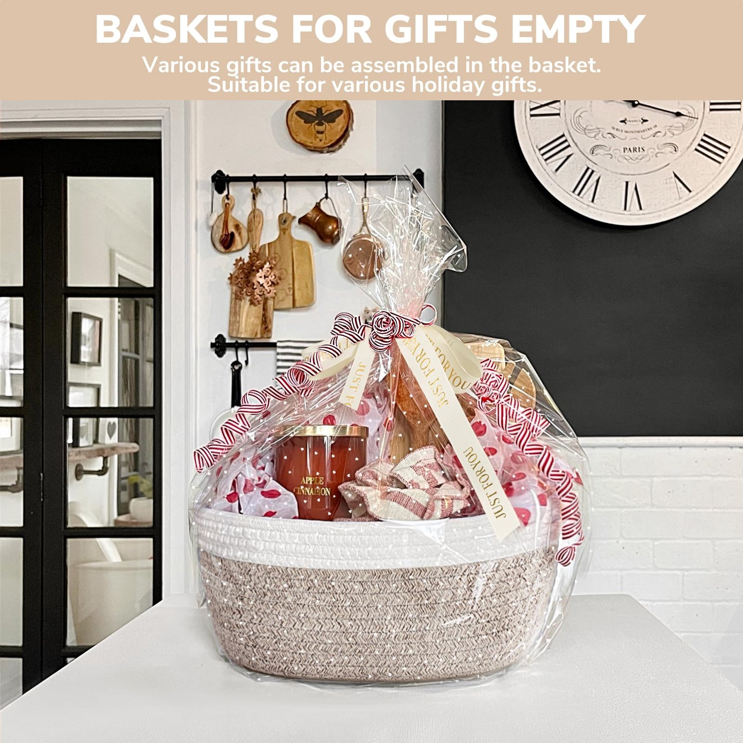 Chicvita Gift Basket Empty To Fill, Woven Baskets For Storage, Small Cute Basket For Baby, Dog Basket, Decorative Basket With Gi