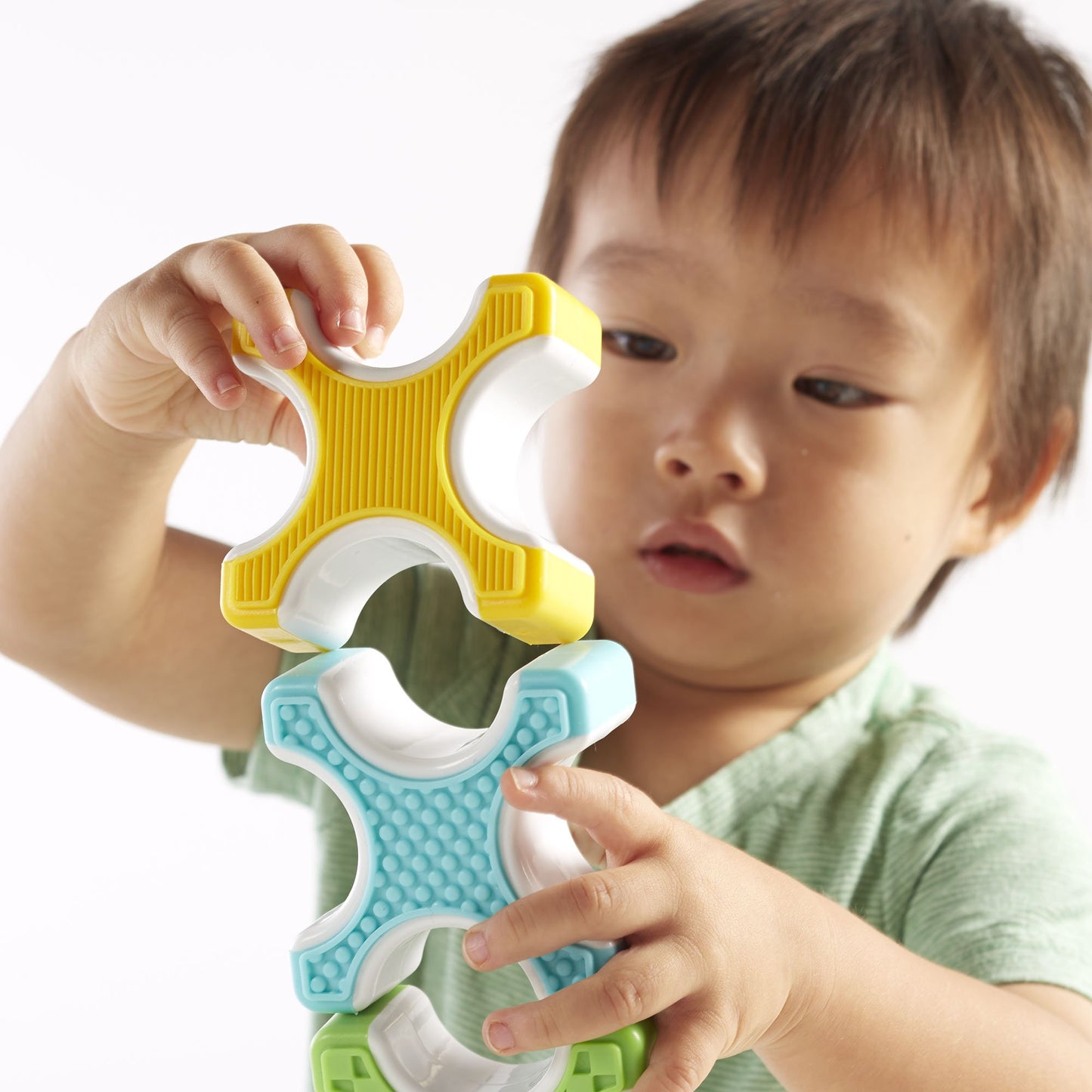 Guidecraft Grippies Stackers - 24 Piece Set, Stem Soft Grip Magnetic Building Toy for Toddlers