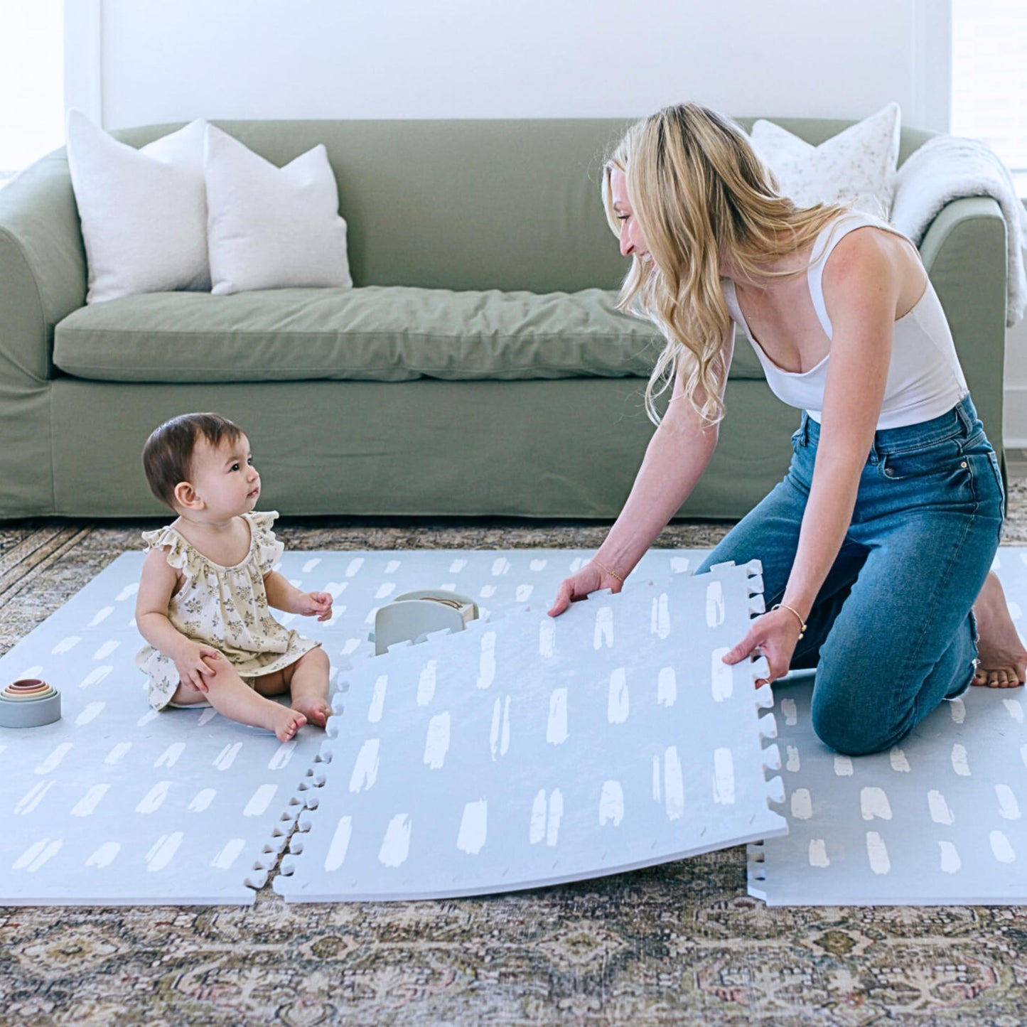 Little Landings Baby Play Mats For Floor - Shoreline (4X6Ft) - Premium Eva Foam Play Mat For Babies & Toddlers - Perfect For Tum