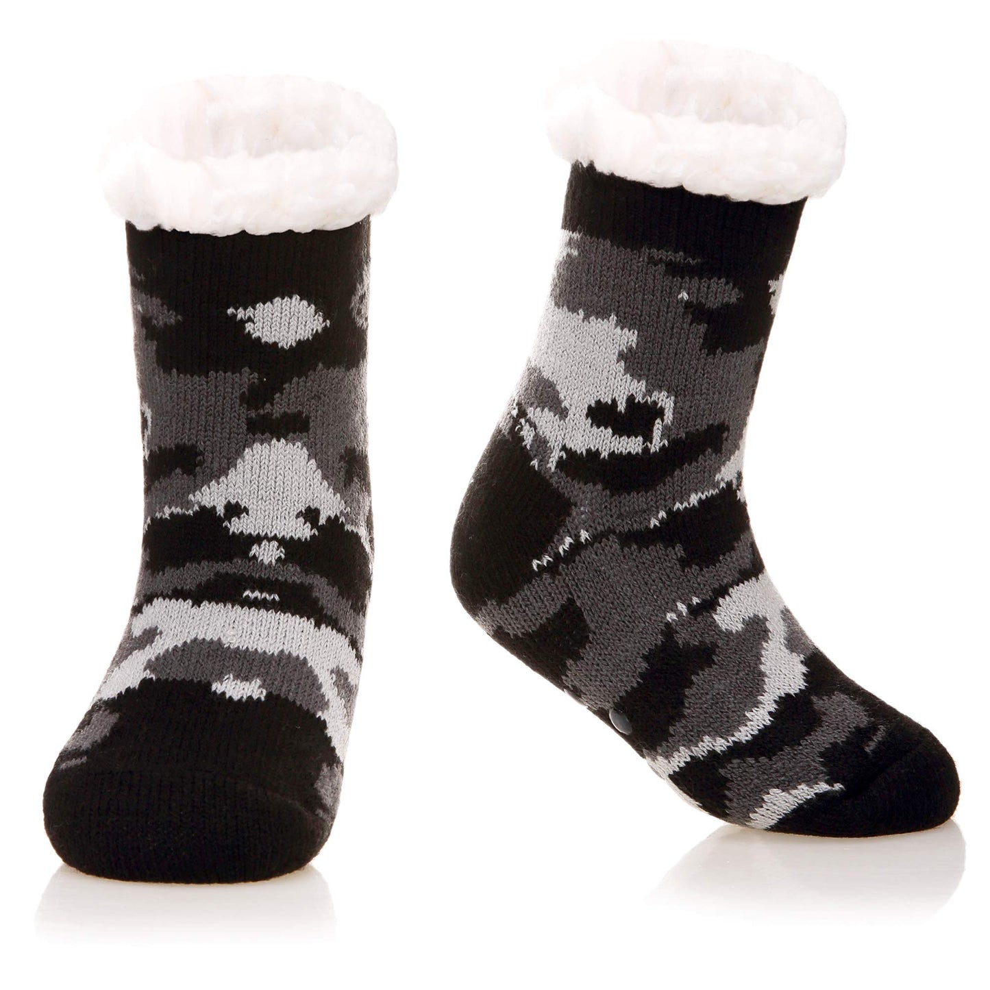 Kids Boys Girls Fuzzy Slipper Socks Soft Warm Thick Fleece Lined Christmas Stockings For Child Toddler Winter Home Socks (Black